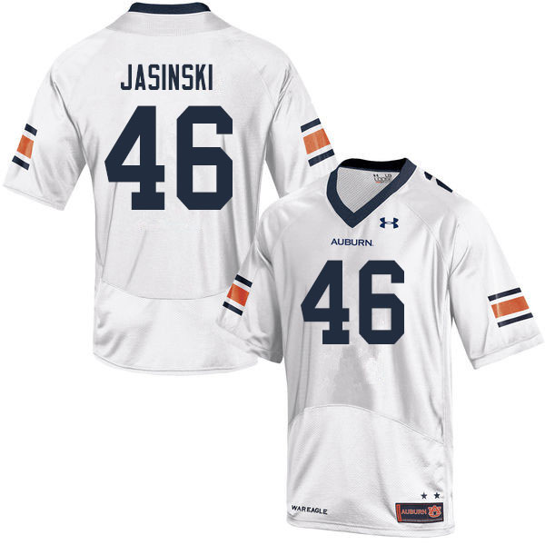 Men #46 Jacob Jasinski Auburn Tigers College Football Jerseys Sale-White - Click Image to Close